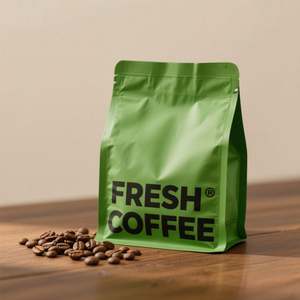 Sacs à café personnalisés à fond plat carré, givrés, avec fermeture éclair et valve, impression en héliogravure, en matériau PET/AL recyclable - Product Image 2