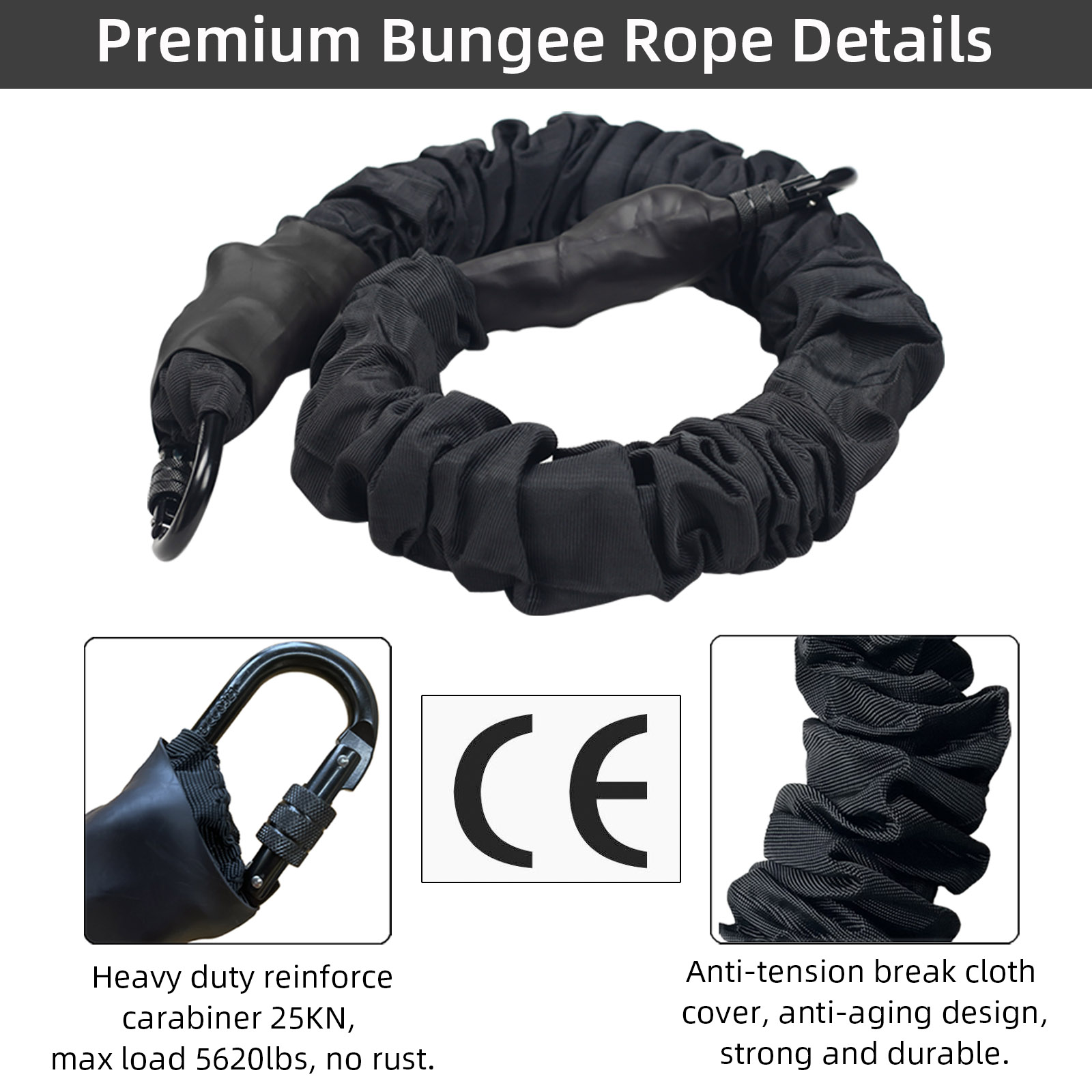 PRIORMAN Bungee Fitness Equipment Set Heavy Cord Bungee Dance Resistance Belt Rope Workout Fitness Gym Professional Training Equipment L: 154-176 Lbs | Buy Now With Express International Delivery - View #2