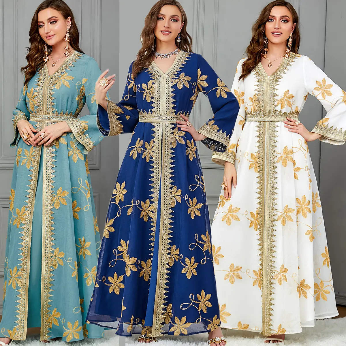 Eid באמצע המזרח ערבי מודפס מרוקקי שמלות ערב saudi saudi abaya המוסלמי שני חלקים של נשים מן הודו