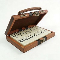 Boîte de jeu de dominos en velours écologique noir personnalisée en usine, jeu de dominos double six pour l'extérieur avec jeux de divertissement familial