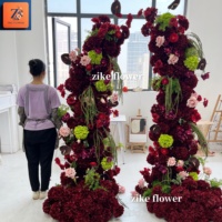 ZIKE Chemin de table floral personnalisé vert bordeaux pour mariage, arrangement artificiel d'hortensias et de lys pour centre de table de mariage