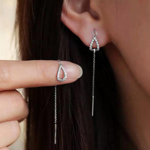 Lashozar – boucles d'oreilles en forme de goutte d'eau pour femmes, bijoux de fête à la mode, couleur or, chaîne en cristal, E4092 - Product Image 3