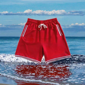 กางเกงขาสั้นชายหาดสไตล์สปอร์ตสำหรับผู้ชาย ผ้าถัก ระบายอากาศได้ดี ผลิตจากโพลีเอสเตอร์เนื้อละเอียด ขอบเอวยางยืด ลายเรียบ ทรงปกติ สีพื้น - Product Image 3
