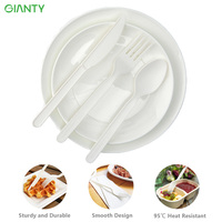 Kits de couverts jetables transparents en PLA pour repas en avion, cuillères, fourchettes et serviettes pour événements festifs