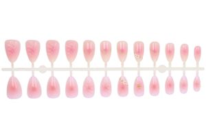 24 Uñas Postizas Desmontables con Diseño 3D en Relieve de Flor de Cerezo Rosa Almendrado - Product Image 5