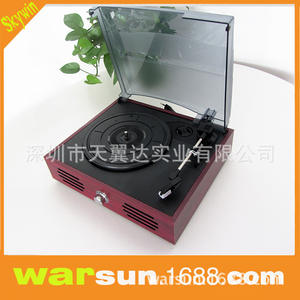 Tocadiscos de Madera Retro con Altavoz Integrado, Material MDF Rojo para Uso Doméstico - Product Image 4