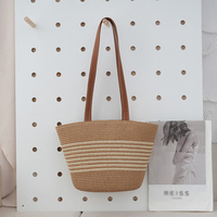 Sac à bandoulière rayé grande capacité à prix de gros, sac de plage tissé en coton, sac fourre-tout pour femme, sacs à main
