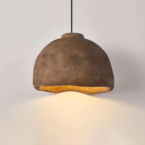 Luminaire suspendu moderne industriel Wabi-Sabi, lampe de plafond en forme de dôme artisanale pour îlot de cuisine, salle à manger, salon - Product Image 1