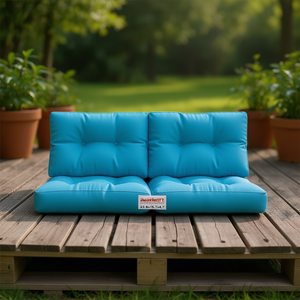 Coussin de palette d'extérieur Cushion King, 23,6x15,7x4,7 pouces, rectangulaire, en tissu bleu matelassé, amovible, lavable, toutes saisons - Product Image 2