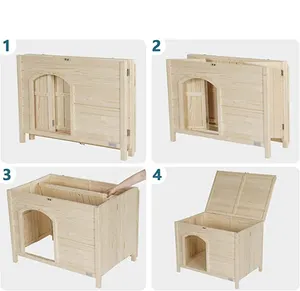 Outdoor Pet Cages Waterproof Cat Dog House Breathable Wooden Portable Insulated Cat House Folding Cat House