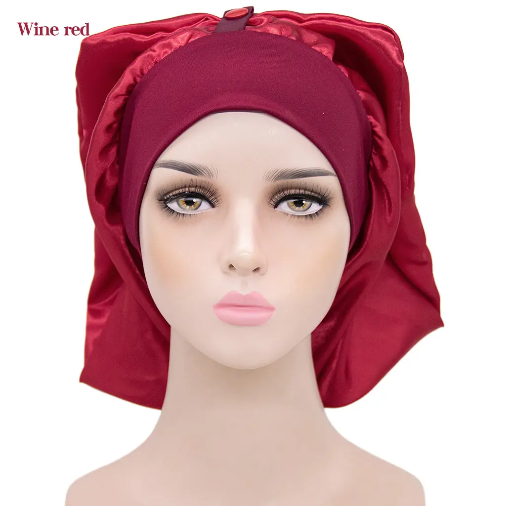 Hijab bonnet de cabelo personalizado e envoltório de cetim com fecho de metal