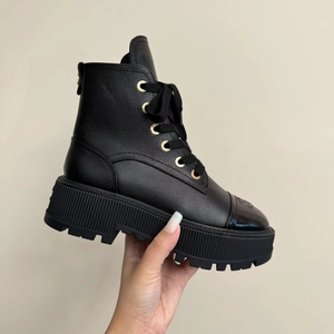 Botines Casuales de Diseño Vintage 2026 con Tacón Grueso de Cuero Vacuno, con Cordones, Térmicos, Impermeables y Transpirables para Otoño - Product Image 4