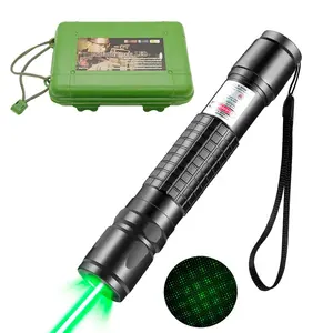 Green Laser Pointer Switch Button Longa Distância Laser 18650 Poderosa Luz Laser De Alta Potência com Caixa De Plástico