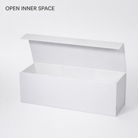 Boîte cadeau étanche blanche étroite avec doublure en éponge, ruban et couvercle à charnière pour cadeaux de détail, emballage saisonnier, commandes personnalisées, fournitures