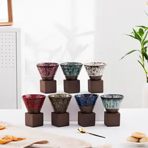 Model terbaru kreatif gaya retro tembikar corong Arab bentuk kerucut keramik cangkir kopi mug dengan dasar