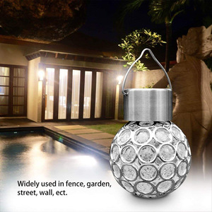 Outdoor Waterproof Skeleton <strong>Ball</strong> <strong>Solar</strong> <strong>Powered</strong> Hanging Pendant Chandelier Light for Garden Tree Courtyard - Product Image 2