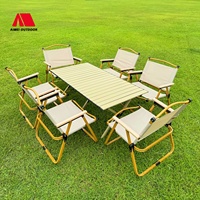 Ensemble table et chaises pliantes Kermit, légères, en fer, portables, pour camping en plein air, pique-niques modernes, hôtels, parcs, fermes, cours