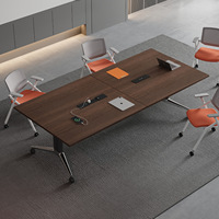 Table de conférence pliante extra-large Mekia modèle 020, style professionnel, élégante, mobile, longue, design moderne minimaliste, PVC, bureau