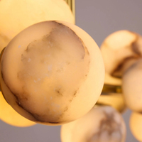 Lustre moderne pour salle à manger, suspension horizontale avec boules de marbre, lampe suspendue en albâtre pour cuisine et salon