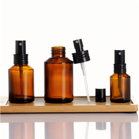 Flacon pulvérisateur en verre ambré de 30 ml/60 ml/100 ml avec couvercle noir pour eau d'essence, tonique, sérum de soin de la peau, échantillon cosmétique, recharge et stockage