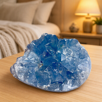 Cadeau de gros Amas de cristaux de célestite bleue brute naturelle Géode Décor irrégulier Amas de cristaux de pierres précieuses
