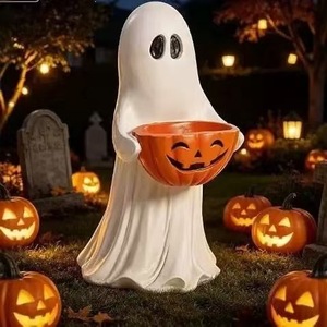 2026 Platos de Resina de Alta Calidad con Diseño de Calabaza Fantasma para Halloween, Adorno de Escritorio, Venta al por Mayor - Product Image 1