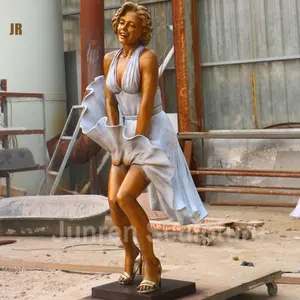 Escultura de metal de tamaño real para mujer, estatua de resina de bronce de película famosa, marilyn monroe