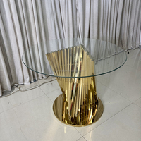 SMS Silber&Gold Edelstahl Bankett-Tisch mit Goldener Glasplatte für Hochzeiten, Events, Hotel-Partys, Esszimmer-Set Inklusive Metallstühle