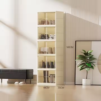 Boîte de rangement à chaussures empilable en plastique de grande taille, nouvelle vente chaude, neuf étages, pour l'organisation de la maison, étagère à chaussures transparente