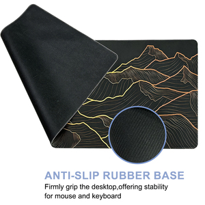 Tapis de souris de jeu grand format personnalisé, résistant à l'eau, motif montagne ligne or, en tissu micro-tissé, avec base en caoutchouc et bords cousus - Product Image 2