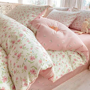 Parure de draps en coton 300 fils, motif floral rose, douce, respirante, réversible 3D, mignonne, écologique, résistante à l'eau, literie européenne - Product Image 2