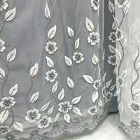 Rideau en tulle brodé de style européen, rideau en tulle floral 3D en relief, rideau de fenêtre à bord festonné pour salon