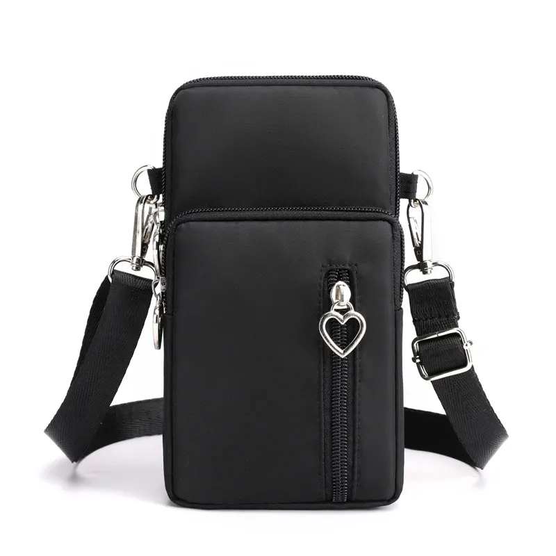 Hot Koop Nylon Multi Pocket Telefoon Holster Crossbody Mobiele Telefoon Tas Voor Vrouwen Meisjes