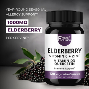 Fabricant de compléments alimentaires à base de sureau avec vitamine C, zinc, D3 et quercétine pour la santé immunitaire, 120 capsules de sureau - Product Image 5