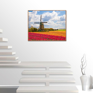 <span class=keywords><strong>Pintura</strong></span> Plástica Impresa con Acuarela Abstracta y Bordado de Diamantes con Patrón de Molino de Viento Holandés de la Marca Sunloop - Product Image 1