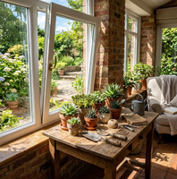 Ventana Abatible y Giratoria de Aluminio BOCHARM con Visión Clara, Doble Vidrio Templado Low-E, Insonorizada, Ecológica, para Jardín