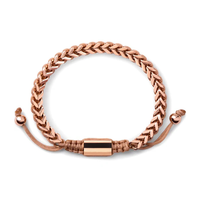 Bracelet GOLDIX pour homme, style punk, en acier inoxydable, maillons macramé, tressé à la main, ajustable, personnalisé, pour fiançailles, plaqué or 18 carats, tendance