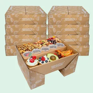 Holidaypac Wholesale Paper Color Flip Box Party Chocolate Favorite Grazing Box Catering Packaging Platter Box