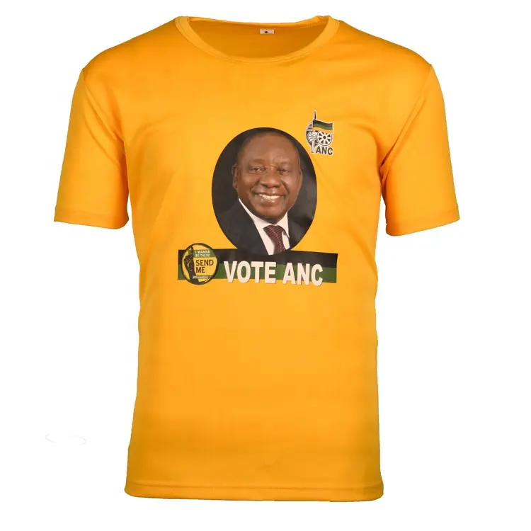 Kaus pemilihan poliester Afrika Selatan dengan logo cetak kustom barang promosi kampanye pemilihan