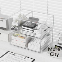 Organisateur de tiroir en PET transparent, boîte de rangement empilable pour bureau, fournitures de bureau, organisation quotidienne, rangement minimaliste