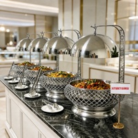 Chauffe-Plat Suspendu de Luxe en Acier Inoxydable 8L avec Dôme pour Buffet, Idéal pour Hôtels, Mariages et Traiteurs