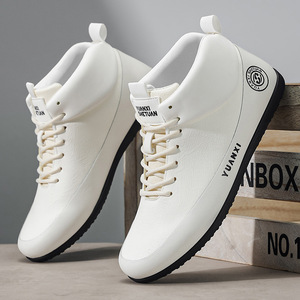 Botas Casuales Impermeables Blancas de Caña Alta para Hombre, Botas de Tobillo con Cordones Antideslizantes y Resistentes al Desgaste - Product Image 3