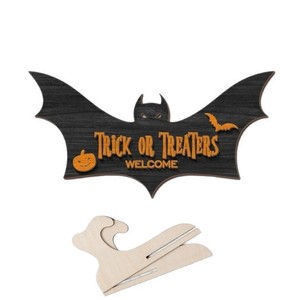 UIONEN Adornos Clásicos Personalizados de Madera para Halloween, Decoraciones para el Hogar, Letreros Decorativos de Escritorio - Product Image 4