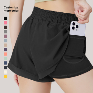 New Custom Breathable Quick Drying Gauze Sports <strong>Shorts</strong> Two Layer Yoga <strong>Shorts</strong> With <strong>Inside</strong> Pockets Lightweight Running Fitness - Product Image 2