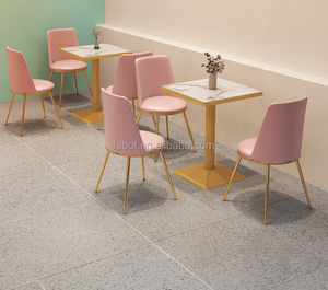 Set da <span class=keywords><strong>ristorante</strong></span> di colore blu e rosa mobili tavolo da pranzo con sedie mobili per caffetteria tavoli e sedie da caffè consegna veloce - Product Image 6