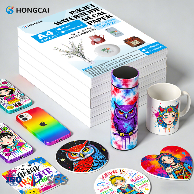 Hongcai 10-Sheet Inkjet Water Transfer Paper A4 Transparent Film Solid Transfer Decal Paper Water Decal