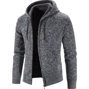2022 Autumn Winter Custom mix long sleeve plus size kimono knitted full zip up hooded thick men sweater cardigan jumpers