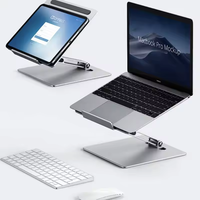 Roc penyangga Notebook Aluminium, dudukan lipat nyaman dapat disesuaikan untuk penggunaan Notebook & Tablet PC