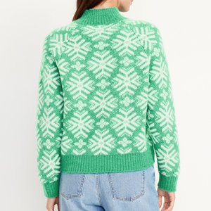 Women's Mock Neck Print Sweaters Knitted <strong>Pullover</strong> <strong>Jumper</strong> Tops - Product Image 2