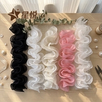 Accessoires en dentelle de mousseline de soie perlée multicolore à volants 3D et fleurs pour robe de mariée - Usine de dentelle